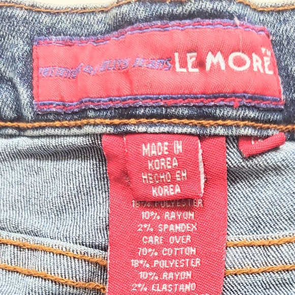 Le More Size 13 Unique Embroidered Patch Flared Denim Blue Jeans - Picture 10 of 11